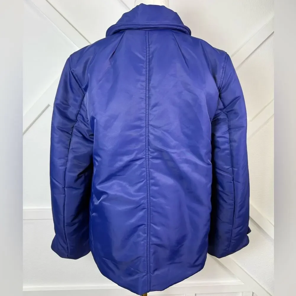 NWT J. Crew Peacoat Puffer Jacket In Lightweight Shiny Nylon Blue Size Small - Picture 7 of 12